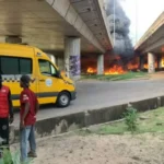 Fire Guts Tanker Under Otedola Bridge On Lagos-Ibadan Expressway